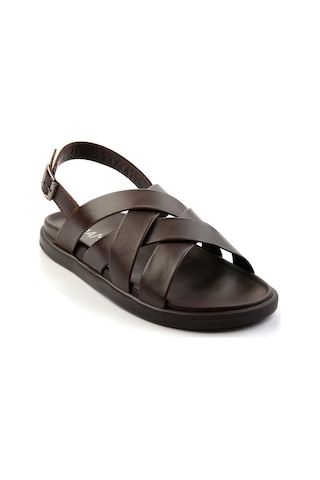 Kahve Hakiki Deri Erkek Sandalet E05863955543