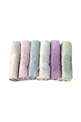 6 Lı Fiesta Jakarlı %100 Pamuklu El Yüz Havlusu Seti 50 X 90 Çok Renkli