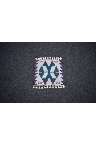Zehra Abla Halı Yeni El Dokuma Kare Köşe Sandalye Minderi Pınarbaşı Kayseri Yün Kilim 7108 Çok Renkli
