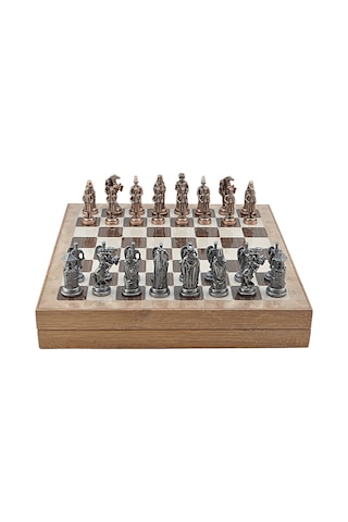 Gifthome Büyük Boy Metal Osmanlı-bizans Satranç Tk. Antik Ve Rustik Desenli Sandıklı Mdf Tahtası 36x36 Cm.
