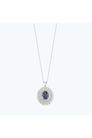 Altınbaş Pırlanta Safir Oval Kolye Pehl015s14k-1