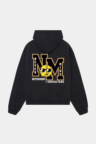 Unisex Kapüşonlu Sweatshirt - Nm Baskılı Oversize Hoodie Siyah