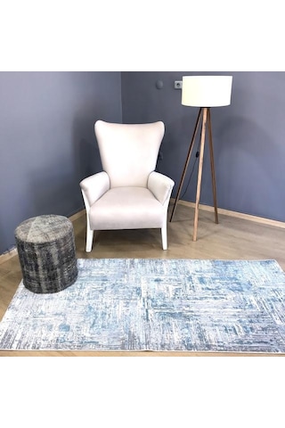 Hoom Rugs Ares 1005 Mavi Leke Tutmaz Dikdörtgen Salon Halısı Halı Mavi