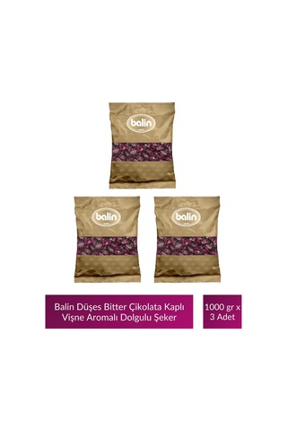 Balin Düşes Çikolata Kaplı Vişne Aromalı Sert Şeker 1000 Gr X 3 Adet