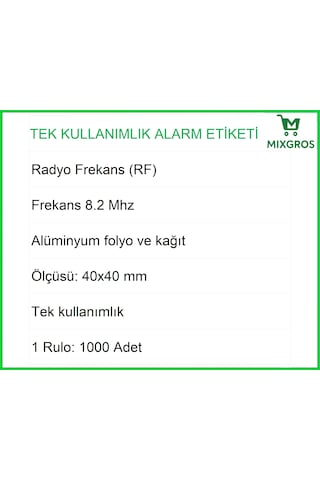 4x4 Cm Barkodlu Alarm Etiketi Rf Radyo Frekans 1 Rulo: 1000 Adet