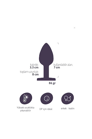 Zaga Oyun  Paslanmaz Çelik Anal Plug Tıkaç Kırmızı Taşlı