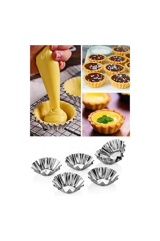 6 Adet Paslanmaz Mini Kek Kalıbı, Cupcake, Tart, Tartolet, Brownie, Topkek, Muffin Kalıbı Metal Kahv Diğer