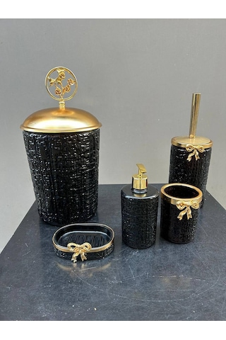 Lux Siyah Cam Yuvarlak Banyo Set Gold Lux Siyah Cam Yuvarlak Banyo Set Gold