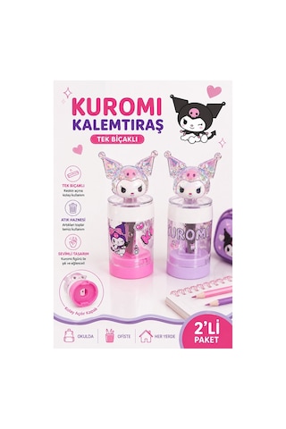 Kuromi Kalemtraş 2 Li Kuromi Figürlü Hazneli Tek Bıçaklı Kalem Açacağı Sevimli Plastik Kalem Traş Çöp Hazneli