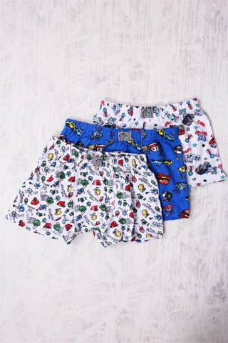 Gümüş 3'lü Erkek Çocuk Karışık Desenli Boxer Gri-kırmızı-mavi