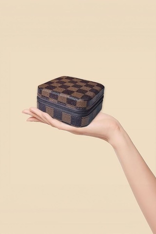 Chavin Kahve Deri Seyahat Yüzük Küpe Kolye Takı Kutusu St1-66khv Kahverengi