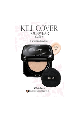 Cıca İçerikli, Yüksek Kapatıcı Yarı Mat Clıo Kill Cover Founwear Cushion Set 19c Light Spf40pa++