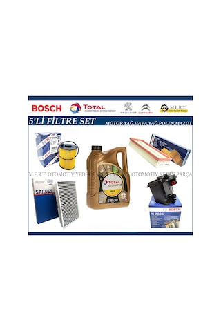 Peugeot 308 1.6 Hdi Filtre Bakım Seti + Motor Yağı (2007-2010)