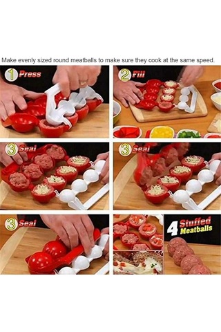 Doldurulmuş Balık Köfte Kalıbı Köfte Makinesi Kalıp Topu Ev Mutfa KIrmızı