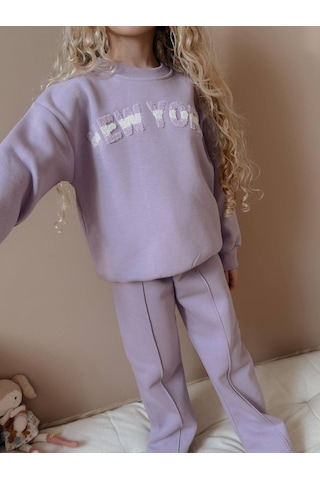 Kız Çocuk Geniş Paça Eşofman Takımı Lila