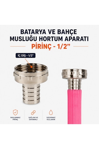 Bahçe Musluğu Ve Batarya Hortum Aparatı Pirinç Rekor İç Dişli 1/2"