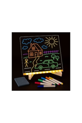 Işıklı Yazı Panosu 7 Renk Kalem Hediyeli 20x20 Cm Çok Renkli