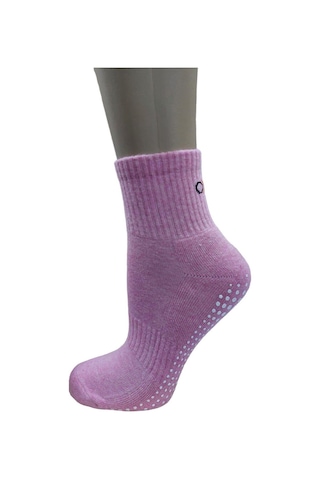 Pembe Tabanı Silikonlu Plates & Yoga Kadın Yarım Konç Çorap - Pembe