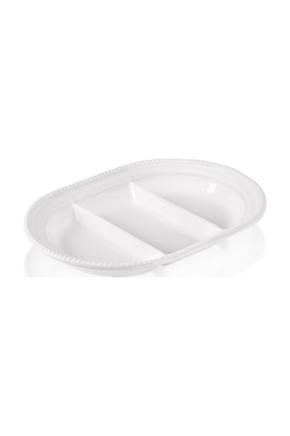 The Mia Grande Servis Tabağı 3 Bölmeli Beyaz 42 Cm