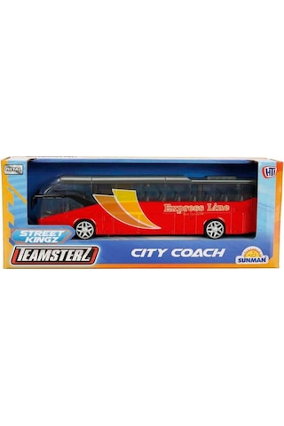 Teamsterz Street Kings Die Cast Şehir Otobüsü 18,5 Cm Metal Model Oyuncak Araç Kırmızı