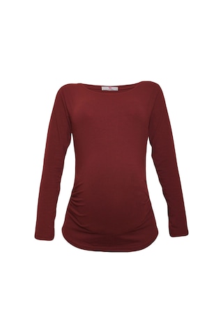 Luvmabelly 2301-2309 Pamuklu Uzun Kollu Hamile T-shirt-bordo