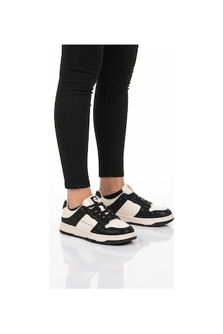 Pierre Cardin Siyah Beyaz Bağcıklı Taş İşlemeli Hafif Kadın Sneaker Pcı-11505 G Siyah-Beyaz