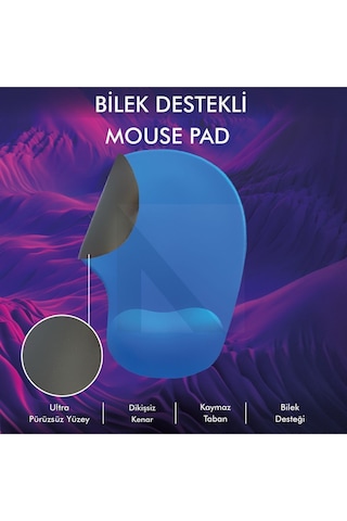 MP01 - Mavi Elips Bilek Destekli Konforlu Kaymaz Taban