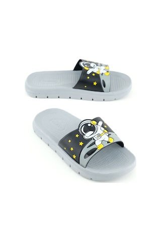 Gezer Erkek Çocuk Yazlık Astronot Pu Rahat Taban Ev Banyo Havuz Plaj Terlik Siyah