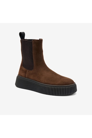 Cacao Dark Brown Bot Kadın 40c5 Frau Waxy Chelsea Boot With Platform Acı Kahverengi