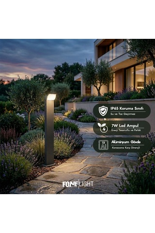 Fonelight Naja 80 Cm Led Bahçe Bollard Aydınlatma Direği Antrasit Alüminyum Ip65 Peyzaj Yürüyüş Yolu Aydınlatması 9w 3000k