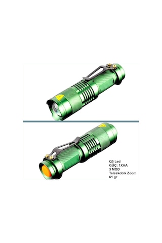 Omeniv Kompakt Elfeneri El Feneri 2000 Lümen Zoom Deprem Outdoor Yeşil