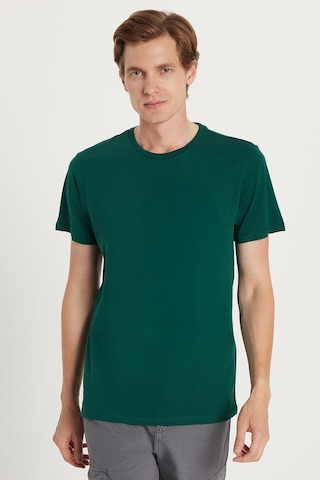 Tudors Unisex Slim Fit Dar Kesim %100 Pamuk Yumuşak Dokulu Yeşil Bisiklet Yaka Tişört-34611 Yeşil