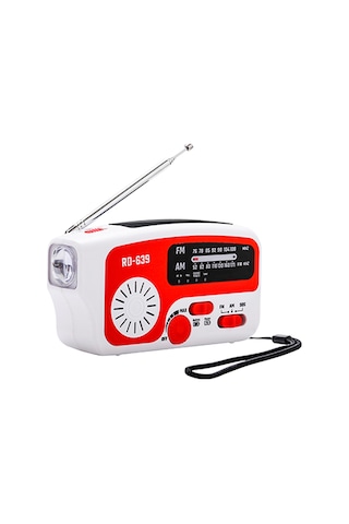 Rd-639 Taşınabilir Am Fm Radyo Açık Hava Acil Durum Güneş Enerjili Radyo El Kranklı Radyo Led El Feneri Sos Alarmı 1200mah Pil Usb Çıkışı