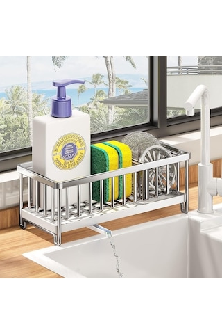 Pazly Kapalı Sünger Tutucu Paslanmaz Çelik Organizatör Mutfak Lavabo Süzgeç Fırçası Tutucu Siyah