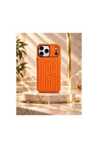 İphone 18 Pro Max Magsafe Uyumlu Premium Deri Dokulu Kılıf Sunset Orange - 935678201 Sunset Orange