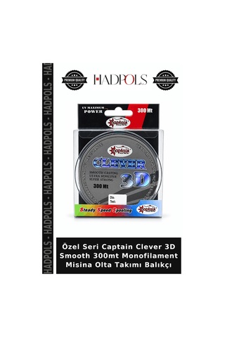 Özel Seri Captain Clever 3d Smooth 300mt Monofilament Misina Olta Takımı Balıkçı 0.40mm