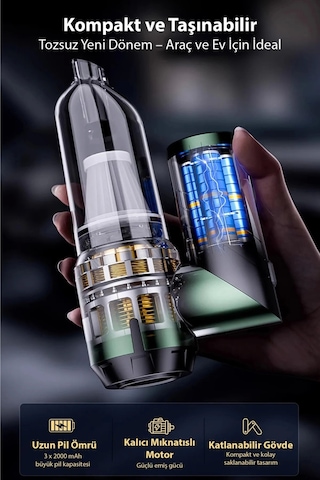 Blackbird Mk-5802 16000pa Katlanabilir Kablosuz Araç Süpürgesi 3 Kademeli Güç Şarjlı El Süpürges