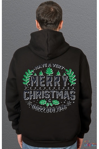 Bumeta Have A Very Merry Christmas Green Sweatshirt Unisex Kapüşonlu Hoodie Siyah