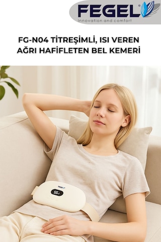 FG-N04 Titreşimli Isı Veren Şarjlı Özel Gün Kemeri – Regl, Karın ve Bel Ağrılarını Hafifleten Masaj Cihazı - Beyaz