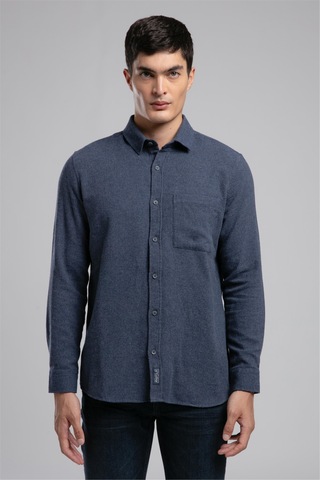 Lee Cooper Tiles Erkek Dokuma Uzun Kol Gömlek İndigo-21495 İndigo