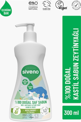 Siveno %100 Doğal Sıvı Kastil Sabun Zeytinyağlı Yoğun Nemlendirici Bitkisel Vegan 300 ML