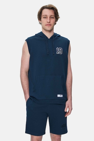Ucla Hewıtt Lacivert Nakışlı Sıfır Kol Sweatshirt Oversize Erkek Sweatshirt Lacivert