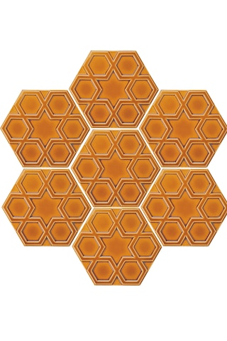 Armada Çini 15x17 Cm Rölyefli Yıldız Karamel Altıgen Çini Karo