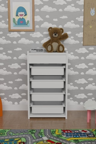 4 Sepetli Oyuncak Dolabı Çok Amaçlı Dolap Beyaz - Beyaz