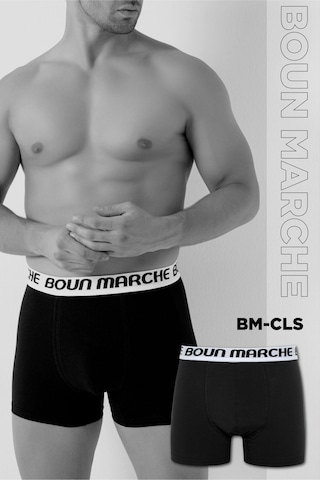 Boun Marche Erkek Boxer Likralı Premıum 6'lı Kutu Rodi Siyah Beyaz