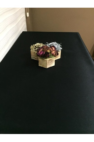 Finezza Kristal Monoray Kumaş Siyah Masa Örtüsü Dikdörtgen 140X2