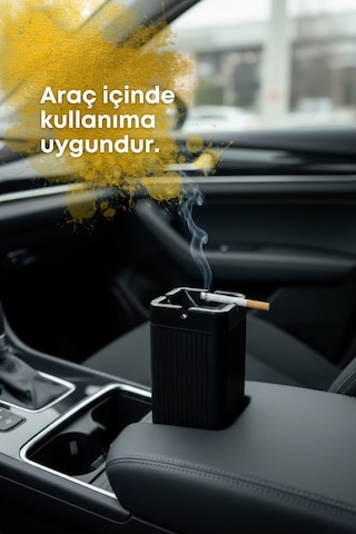 Grimorlife 2 Adet Kare Siyah Çizgili Dekoratif Plastik Kokusuz Yanmaz Küllük Kül Tablası