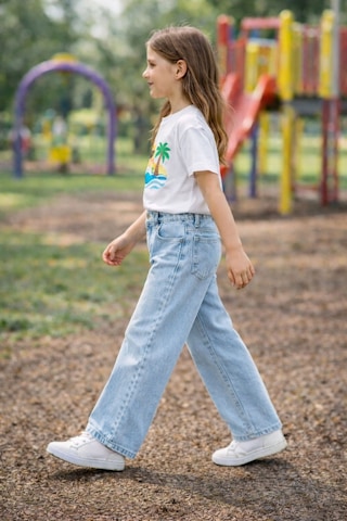 Cedy Denim Cedy Denım Yüksek Kalite Kız Çocuk Yüksek Bel %100 Cotton Palazzo Jean Pantolon Buz Mavisi