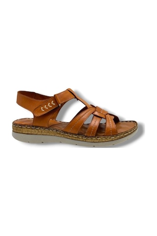 Ellanor S-050-26 Hakiki Deri Anatomik Taban Kadın Sandalet Taba
