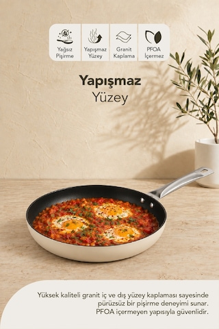 Esperanza Titanyum Tava 28 Cm Krem